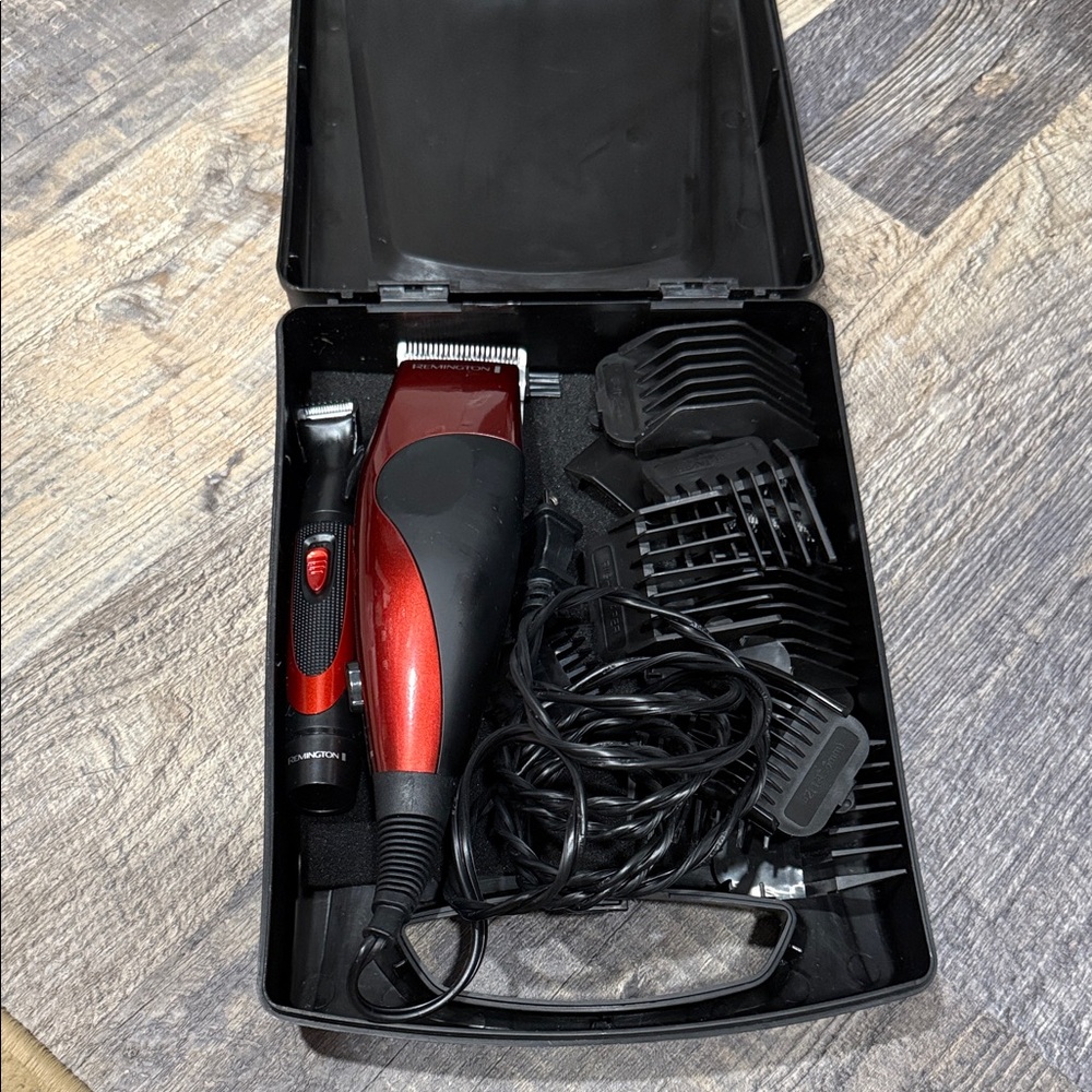 Remington brand haircutting kit, designed for grooming hair and facial hair.